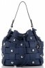 Vittoria Gotti Modna Torebka Skórzana Unikatowy Shopper Made in Italy Granatowa